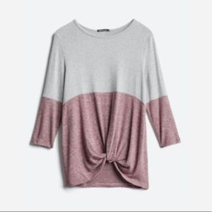 Pink Clover Denver Front Twist Brushed Knit Top XL